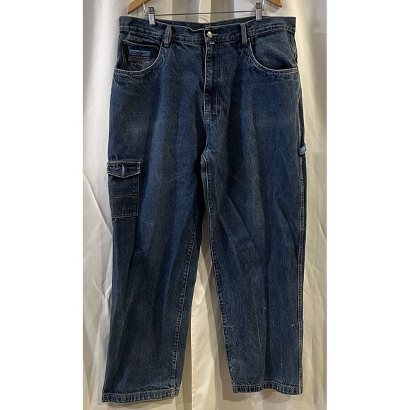VTG School Of Hard Knock Men‎ Jean 40 Blue Denim Hip Hop Wide Leg/Baggy Carpen